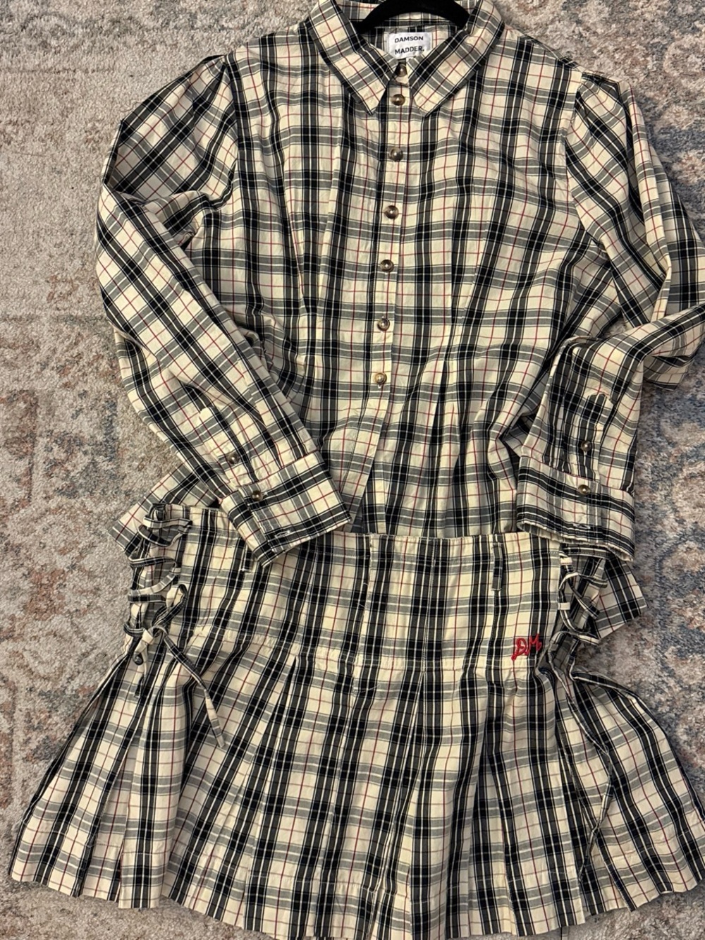 Damson Madder Plaid Mini Set in Cream, Black & Red